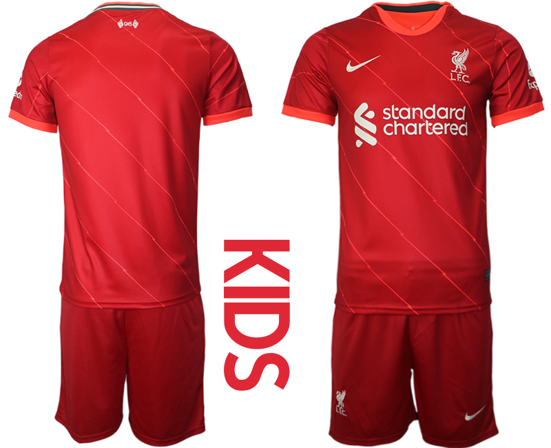 Youth 2021-2022 Club Liverpool home red blank Soccer Jersey->customized soccer jersey->Custom Jersey